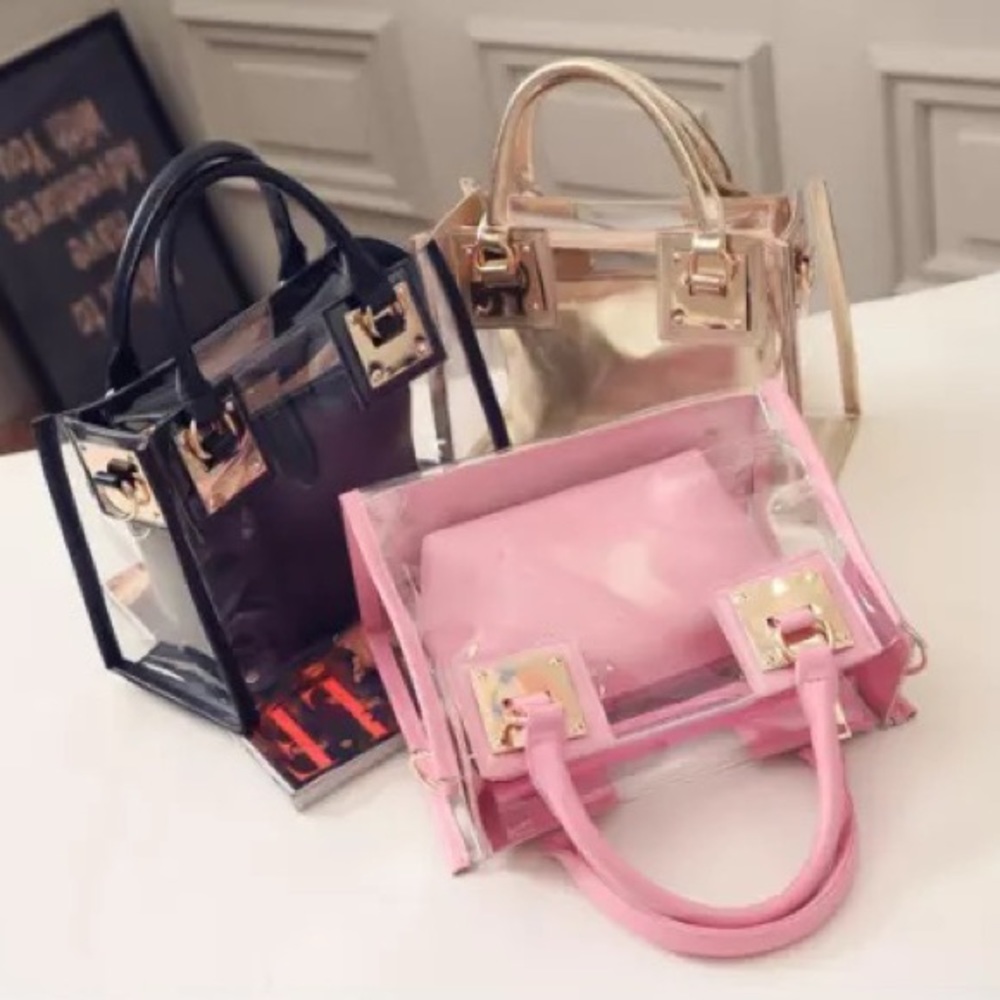 Pink 2 in 1 Clear PVC Bag w/ Makeup Pouch - Picture 7 of 12
